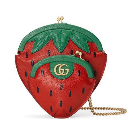 gucci strawberry shaped bag|Gucci bag with butterfly buckle.